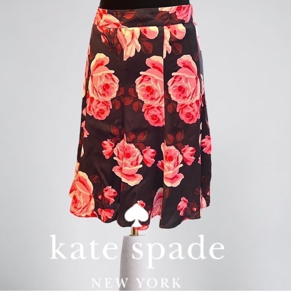 Kate Spade Rosa Crepe Rambling Roses Skirt - Picture 2 of 7